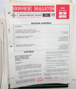 1968 Lincoln Mercury Division Service Bulletins Lot - 1968 Series