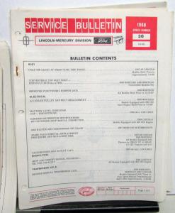 1968 Lincoln Mercury Division Service Bulletins Lot - 1968 Series