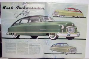 1950 Nash Airflyte Ambassador Dealer Large Color Sales Brochure Folder Original