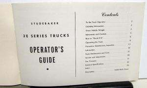 1958 Studebaker 3E Series Trucks Owners Manual