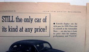 1939 Lincoln Zephyr Sedan V12 Ad Proof Only Car Of Its Kind