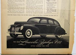 1939 Lincoln Zephyr Sedan V12 Modern Twelve Ad Proof