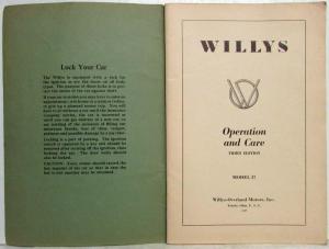 1937 Willys Model 37 Owners Manual