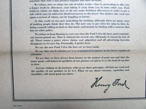 1957 Henry Ford Letter To People Who Want Something For Nothing Ad Proof