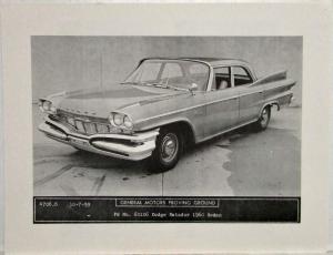 1960 Dodge Matador Sedan General Motors Proving Grounds Car Information