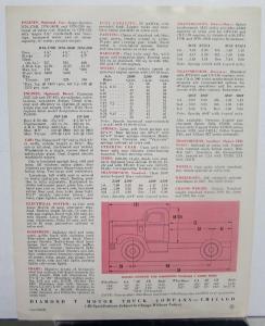 1963 Diamond T Trucks P4000 Series Dealer Sales Data Sheet Trash Refuse Truck