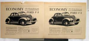 1938 Ford V8 Coupe DeLuxe Standard Economy Rides With You Ad Proof Original