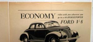 1938 Ford V8 Coupe DeLuxe Standard Economy Rides With You Ad Proof Original