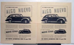 1938 Ford V8 Sedan DeLuxe Standard Something New Ad Proof Original Spanish Text