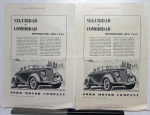 1937 Ford V8 Safety And ComfortAd Proofs Original Spanish Text