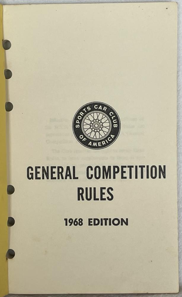 1968 Sports Car Club of America General Competition Rules Book SCCA