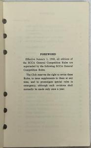 1968 Sports Car Club of America General Competition Rules Book - SCCA