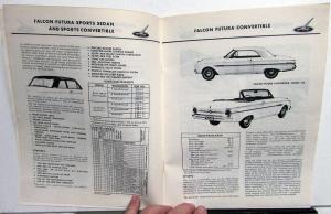 1963 63 1/2 Ford Falcon Dealer Illustrated Pricing & Specification Manual Repro