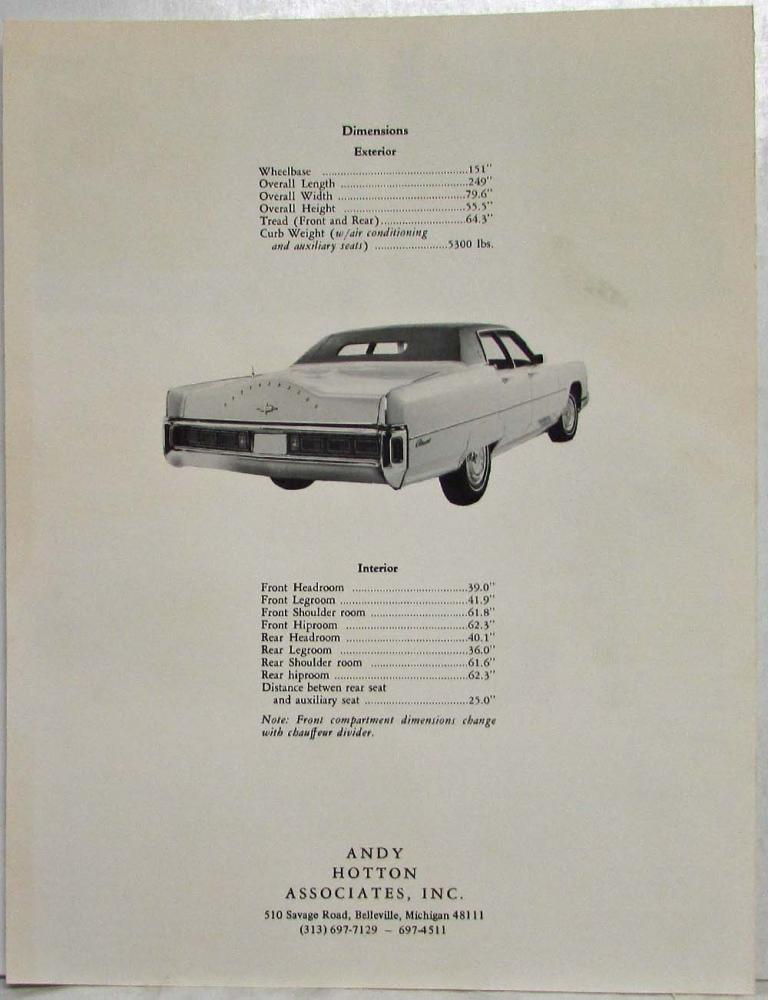 1971 Lincoln Continental Conversions by Andy Hooton Assoc Sales Folder