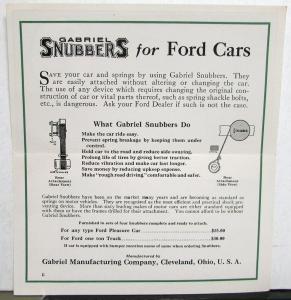 1920 Gabriel Snubbers For Ford Model T Pocket Sales Brochure Folder Original