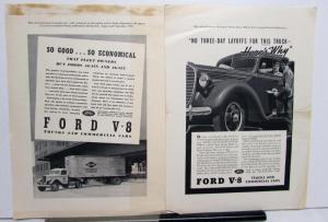 1938 Ford V8 Truck Commercial Cars No Three Day Layoffs Ad Proofs Original
