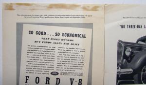 1938 Ford V8 Truck Commercial Cars No Three Day Layoffs Ad Proofs Original