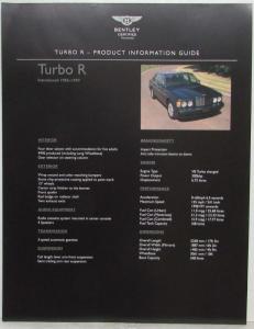 1985-1997 Bentley Turbo R Product Information Guide - Specs and Enhancements