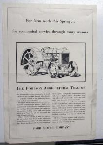 1920 Ford Fordson Agricultural Tractor Features Farm Work This Spring Ad Proof