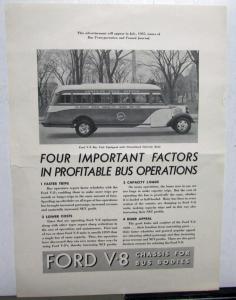 1935 Ford V8 Bus Transit Transportation Four Important Factors Ad Proof Original