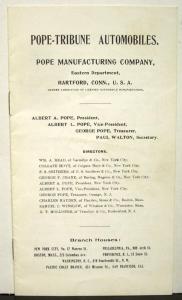 1904 Pope Tribune Automobiles Dealer Pocket Sales Brochure Nice Rare!