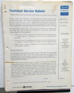 1969 Chrysler Plymouth Dealer Technical Service Bulletins Set Procedure Updates