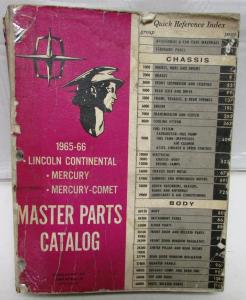 Original 1966 Lincoln Mercury Dealer Master Parts Catalog Book Continental 1965