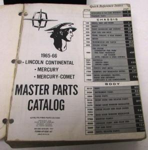 Original 1966 Lincoln Mercury Dealer Master Parts Catalog Book Continental 1965