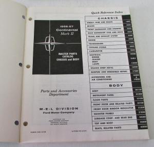 Original 1956 1957 Lincoln Chassis & Body Parts Catalog Book Continental Mark II