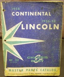 Original 1956-1958 Lincoln Chassis Body Parts Catalog Book Continental Mark III