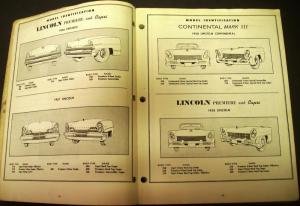 Original 1956-1958 Lincoln Chassis Body Parts Catalog Book Continental Mark III