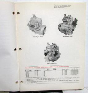 1965 Cummins H & NH Series Diesel Engines Operation & Maintenance Owners Manual