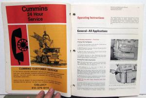 1974 Cummins Diesel Engines Operation Maintenance Manual Industrial Construction