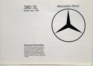 1982 Mercedes-Benz 380SL Turbo Diesel Consumer Information Brochure