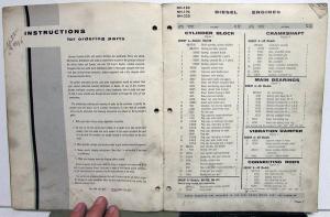 1958 Cummins NH 180 195 220 Diesel Engines Parts Book Catalog Bulletin 966789