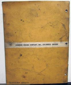 1958 Cummins NH 180 195 220 Diesel Engines Parts Book Catalog Bulletin 966789