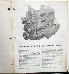 1970 Cummins Diesel Engine H NH 743 Series Dealer Parts Book Catalog 5 1/8 Bore