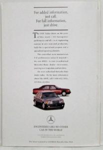 1992 Mercedes-Benz 400E V-8 Sedan Sales Folder Brochure