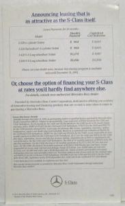 1994 Mercedes-Benz S-Class the Worlds Finest Car Sales Folder with Lease Sheet