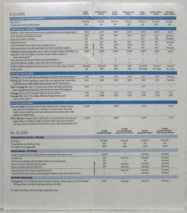2002 Mercedes-Benz Suggested Retail Prices and Optional Equipment Guide w/ Env