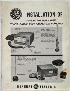 1958-1965 General Electric GE Installation Manual Progress Line 2-Way FM Radio