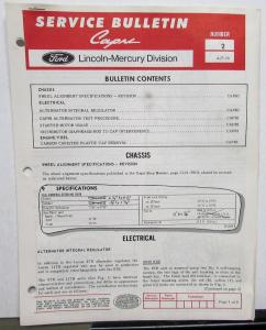 1970 Lincoln Mercury Division of Ford Capri Technical Service Bulletin No 2