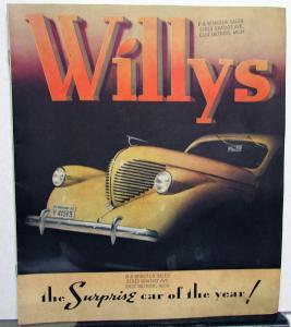 1937 Willys Sedan Coupe Dealer Sales Brochure The Surprise Car Of The Year