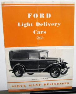 1931 Ford Model A Light Delivery Cars Dealer Sales Brochure Pickup Panel Orig