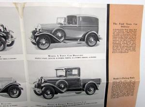 1931 Ford Model A Light Delivery Cars Dealer Sales Brochure Pickup Panel Orig