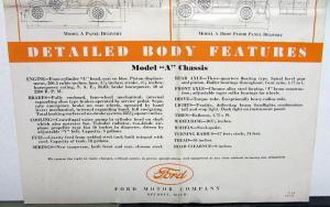 1931 Ford Model A Light Delivery Cars Dealer Sales Brochure Pickup Panel Orig