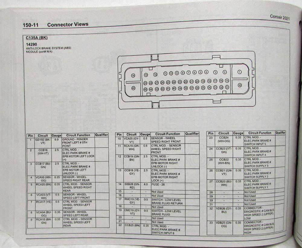 2021 Lincoln Corsair Electrical Wiring Diagrams Manual