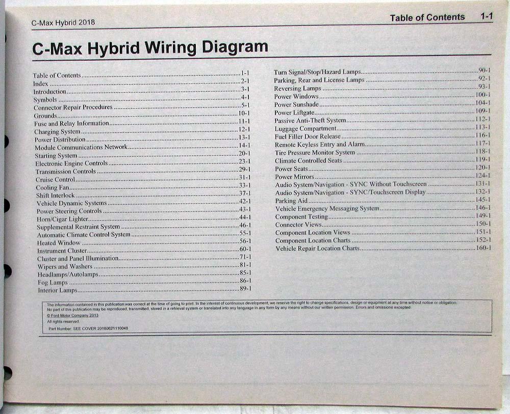 2018 Ford CMAX Hybrid Electrical Wiring Diagrams Manual