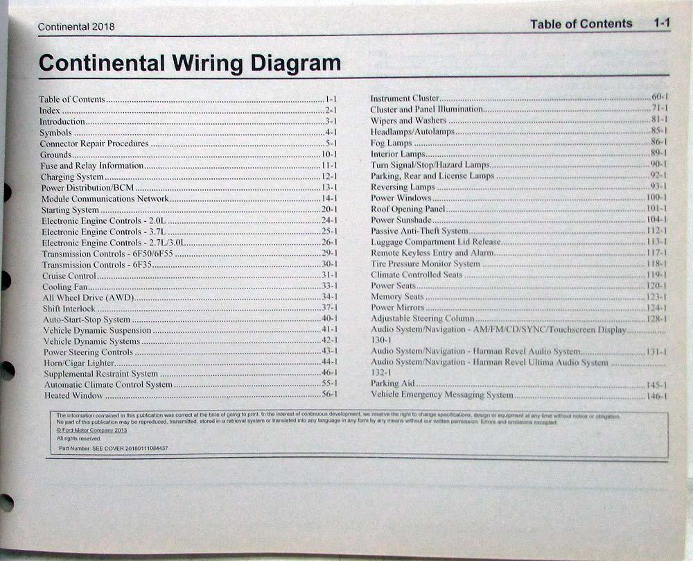 2018 Lincoln Continental Electrical Wiring Diagrams Manual