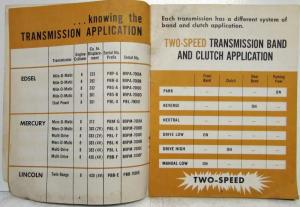 1959 Mercury Edsel Lincoln Mechanics Service Training Manual No 1 Transmissions